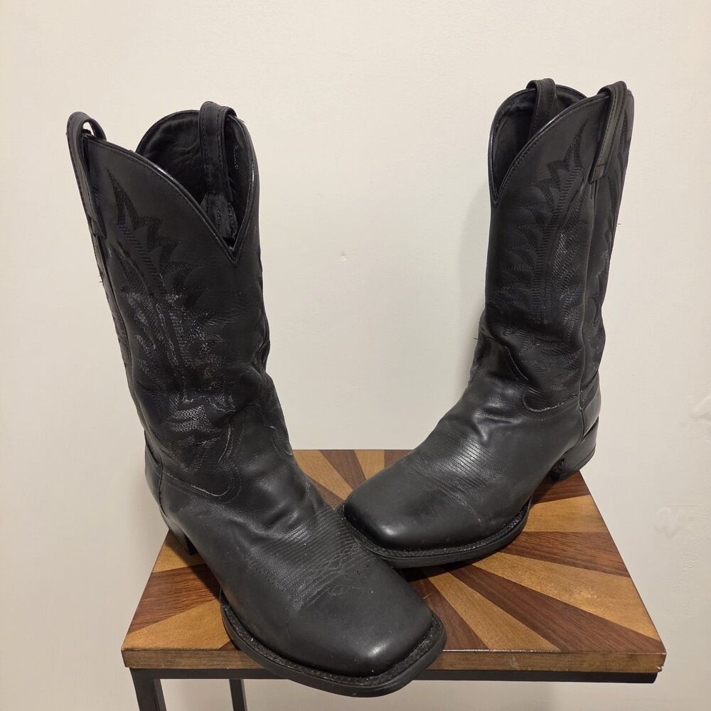 JB DILLON Western Boots 12 EE Mens Black Leather Cowboy Square Toe Rodeo Classic